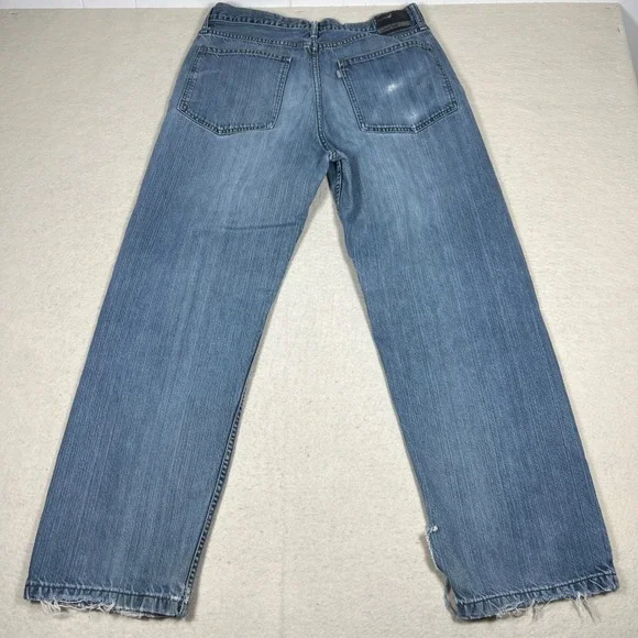 Vintage Distressed Silver Tab Low and Loose Jeans Men 33x32 Blue Medium Wash Y2K - Picture 10 of 12